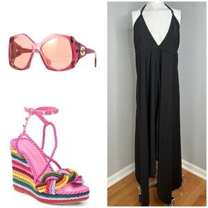 DANCING LEOPARD BLACK TIE BACK ASYMMETRICAL DRESS / NWT/ SIZE MEDIUM